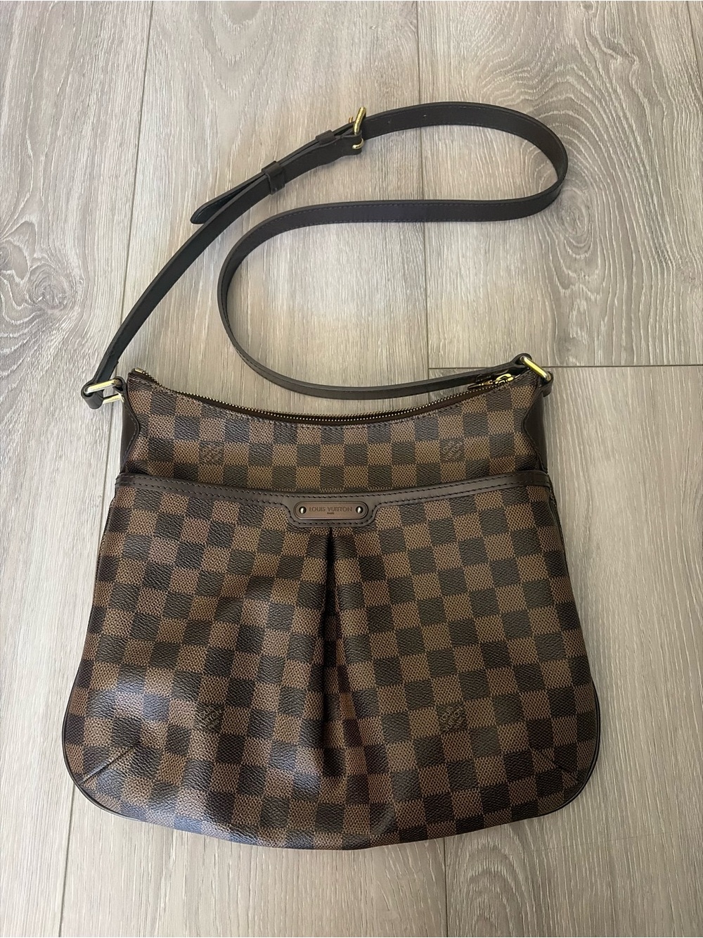 Louis Vuitton Brown Damier Ebene Crossbody Bag with Gold Hardware